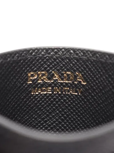 Pre-owned Prada 2013-2025 Saffiano Triangle Card Holder In Black