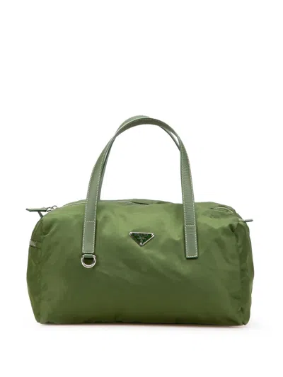 Pre-owned Prada 2013-2025 Saffiano Trimmed Tessuto Handbag