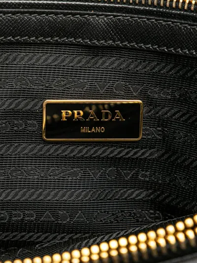 Pre-owned Prada 2013-2025 Saffiano Trimmed Tessuto Tote Satchel In Black