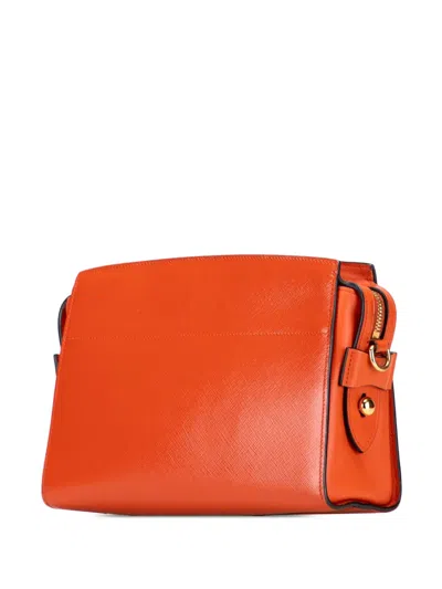 Pre-owned Prada 2013-2025 Saffiano Vernice Esplanade Crossbody Bag In Orange