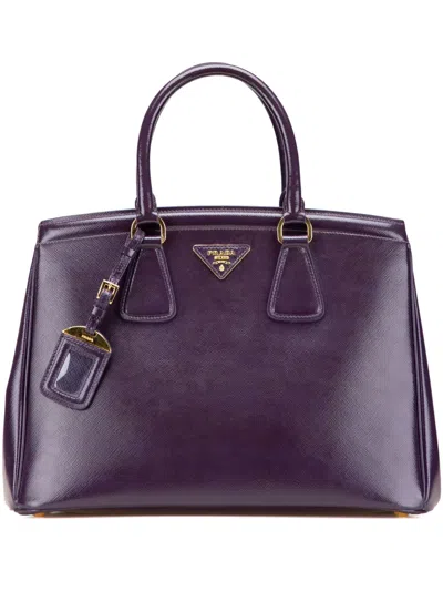 Pre-owned Prada 2013-2025 Saffiano Vernice Parabole Tote Bag In Purple