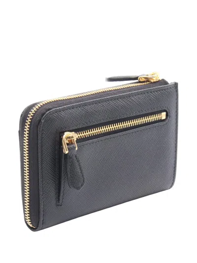 Pre-owned Prada 2013-2025 Saffiano Zip Case Coin Pouch In Black