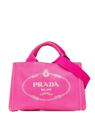 Pre-owned Prada 2013-2025 Small Canvas Canapa Logo Satchel