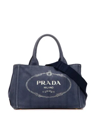 Pre-owned Prada 2013-2025 Small Canvas Canapa Logo Satchel
