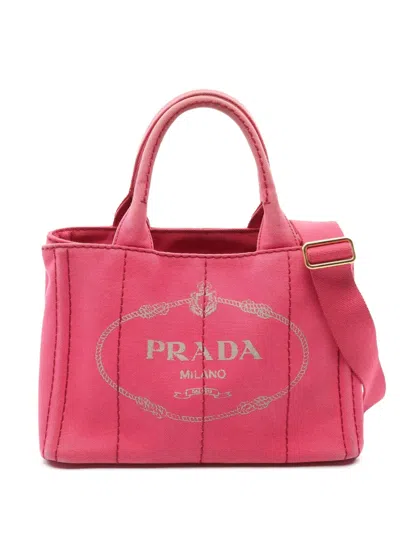 Pre-owned Prada 2013-2025 Small Canvas Canapa Logo Satchel