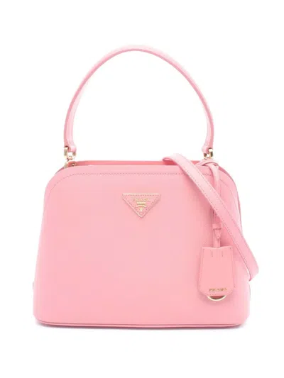 Pre-owned Prada 2013-2025 Small Saffiano Cuir Matinee Satchel In Pink