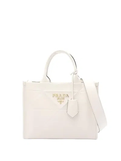Pre-owned Prada 2013-2025 Small Soft Calf Symbole Satchel In White