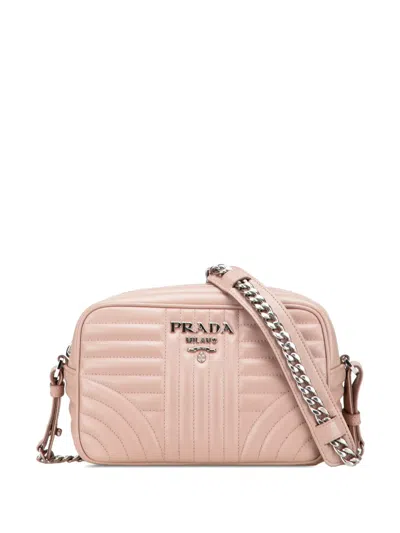 Pre-owned Prada 2013-2025 Soft Calf Diagramme Crossbody Bag In Brown