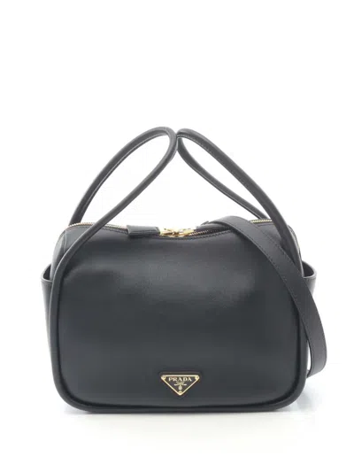 Pre-owned Prada 2013-2025 Soft Grained Leather Darling Handbag In Black