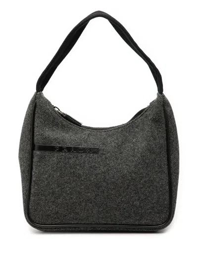 Pre-owned Prada 2013-2025 Sports Line Wool Shoulder Bag In Gray