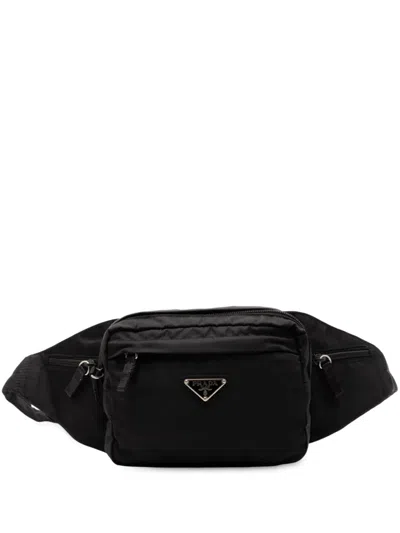 Pre-owned Prada 2013-2025 Tessuto Belt Bag In Black