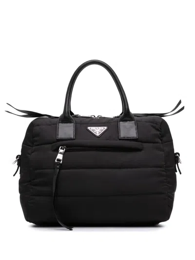 Pre-owned Prada 2013-2025 Tessuto Bomber Satchel In Black