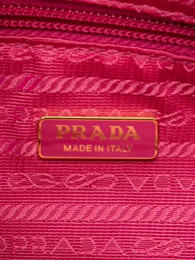 Pre-owned Prada 2013-2025 Tessuto Canapa Logo Bow Satchel In Pink