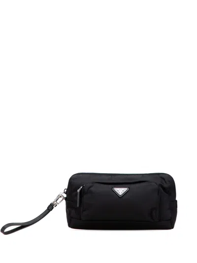 Pre-owned Prada 2013-2025 Tessuto Clutch Bag In Black