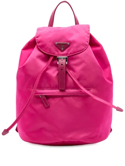 Pre-owned Prada 2013-2025 Tessuto Drawstring Backpack In Pink