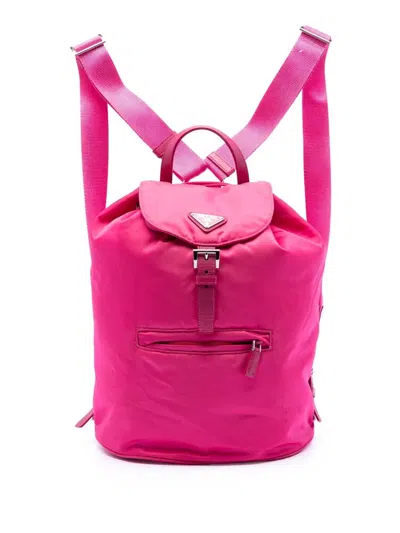 Pre-owned Prada 2013-2025 Tessuto Drawstring Backpack In Pink