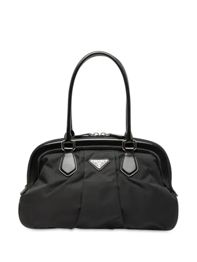 Pre-owned Prada 2013-2025 Tessuto Frame Handbag In Black