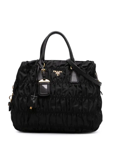Pre-owned Prada 2013-2025 Tessuto Gaufre Satchel In Black