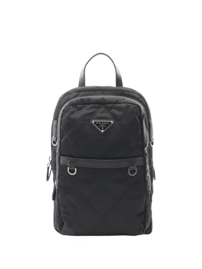 Pre-owned Prada 2013-2025 Tessuto Impunto Backpack In Black