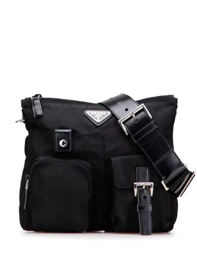 Pre-owned Prada 2013-2025 Tessuto Multi Pocket Belt Bag In Black