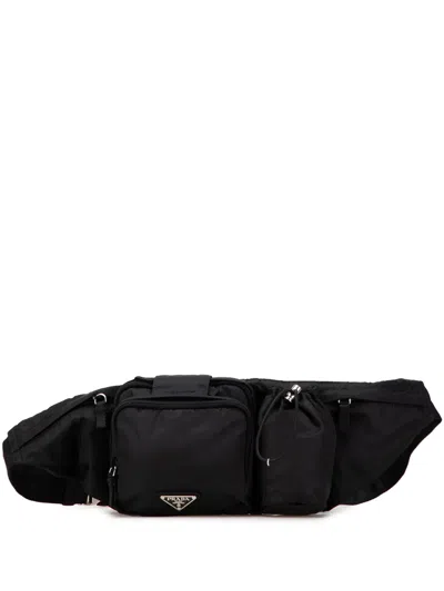 Pre-owned Prada 2013-2025 Tessuto Multi Pocket Belt Bag In Black