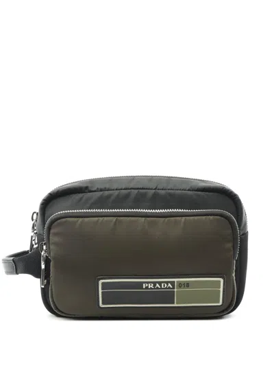 Pre-owned Prada 2013-2025 Tessuto Multi Pocket Logo Clutch Bag In Black