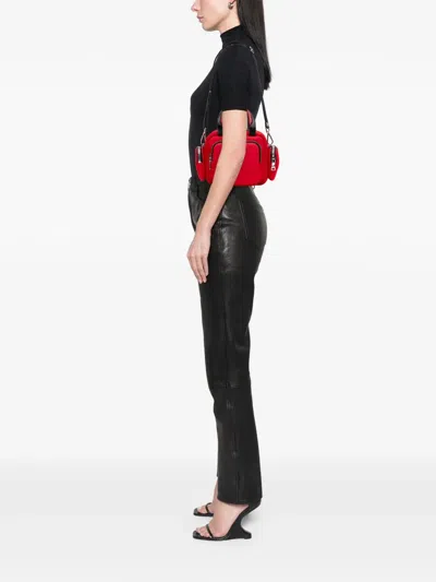 Pre-owned Prada 2013-2025 Tessuto Pocket Top Handle Cargo Bag Satchel In Red