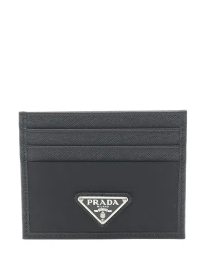 Pre-owned Prada 2013-2025 Tessuto Re-nylon Logo Case Card Holder In Black
