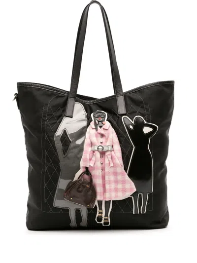 Pre-owned Prada 2013-2025 Tessuto Robot Satchel In Black