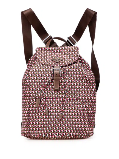 Pre-owned Prada 2013-2025 Tessuto Stampato Backpack In Pink