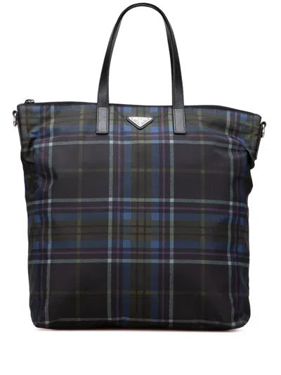 Pre-owned Prada 2013-2025 Tessuto Stampato Satchel In Black