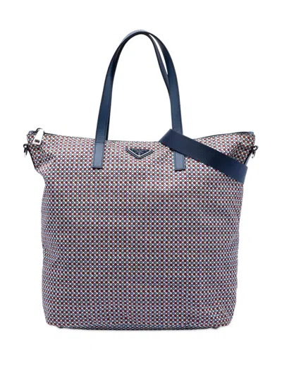 Pre-owned Prada 2013-2025 Tessuto Stampato Satchel In Blue