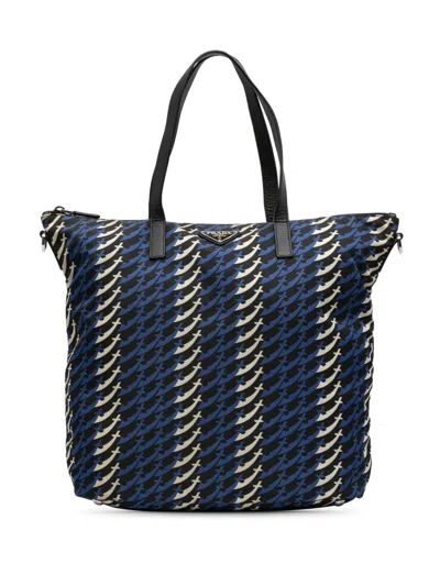 Pre-owned Prada 2013-2025 Tessuto Stampato Satchel In Blue