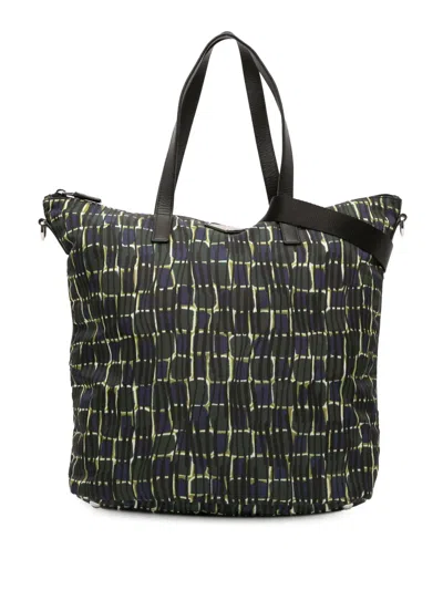 Pre-owned Prada 2013-2025 Tessuto Stampato Satchel In Green
