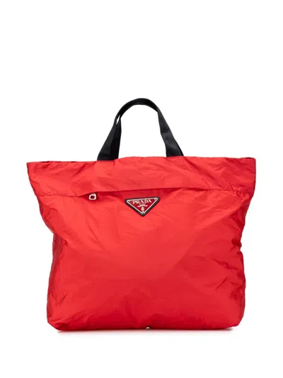 Pre-owned Prada 2013-2025 Tessuto Tote Bag In Red