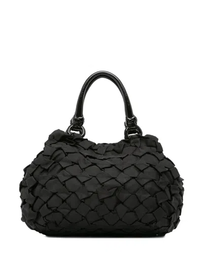 Pre-owned Prada 2013-2025 Tessuto Weave Tote Bag In Black