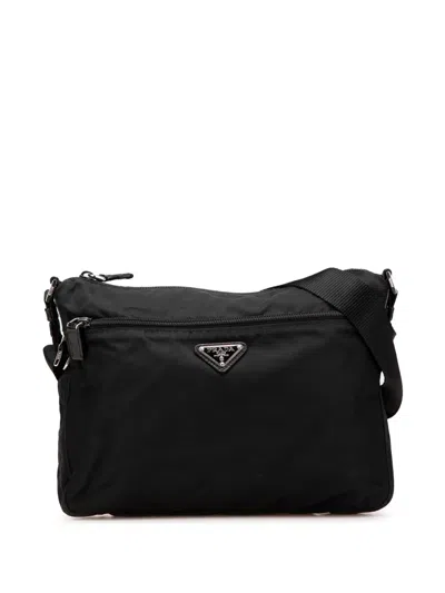 Pre-owned Prada 2013-2025 Tessuto Zip Top Crossbody Bag In Black