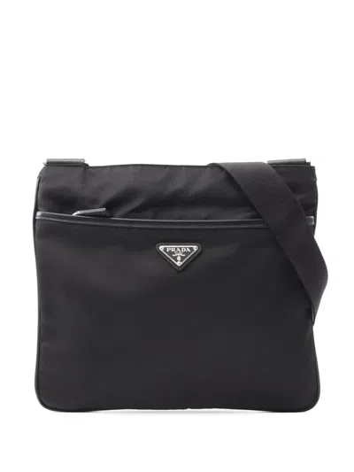 Pre-owned Prada 2013-2025 Tessuto Zip Top Crossbody Bag In Black