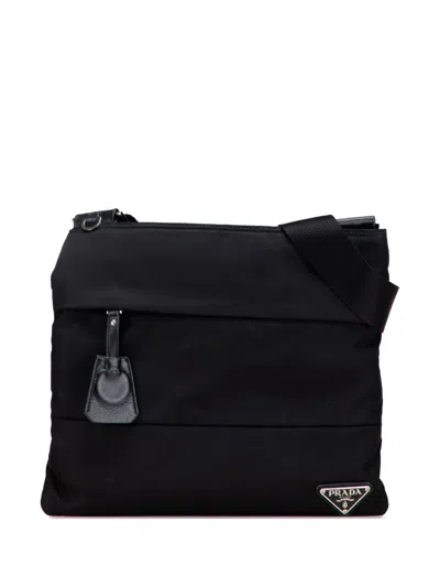 Pre-owned Prada 2013-2025 Tessuto Zip Top Crossbody Bag In Black