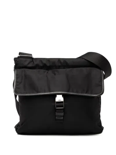 Pre-owned Prada 2013-2025 Tessuto Zip Top Crossbody Bag In Black