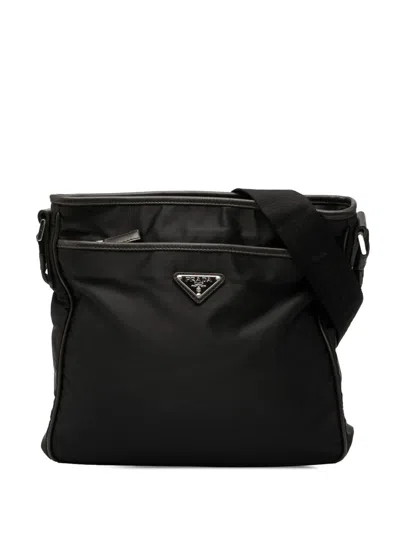 Pre-owned Prada 2013-2025 Tessuto Zip Top Crossbody Bag In Black