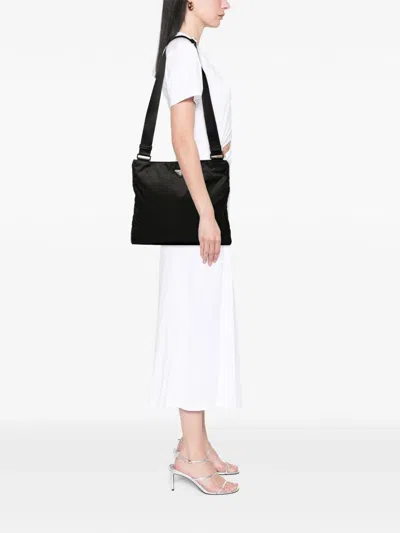 Pre-owned Prada 2013-2025 Tessuto Zip Top Crossbody Bag In Black