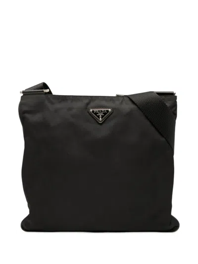 Pre-owned Prada 2013-2025 Tessuto Zip Top Crossbody Bag In Black
