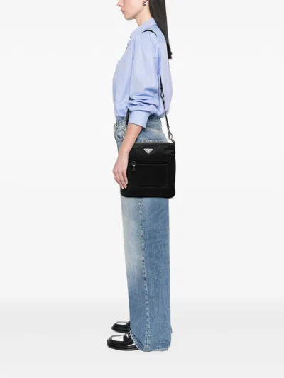 Pre-owned Prada 2013-2025 Tessuto Zip Top Crossbody Bag In Black