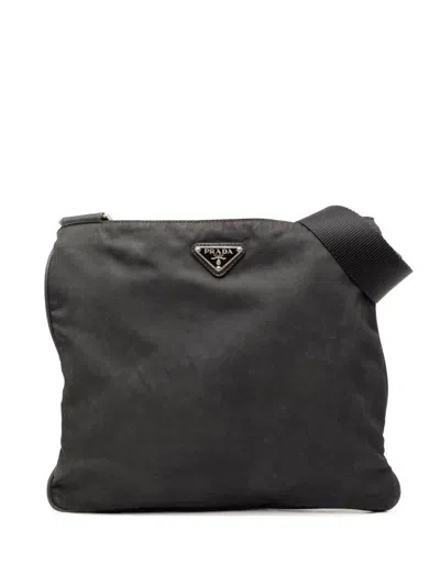 Pre-owned Prada 2013-2025 Tessuto Zip Top Crossbody Bag In Black