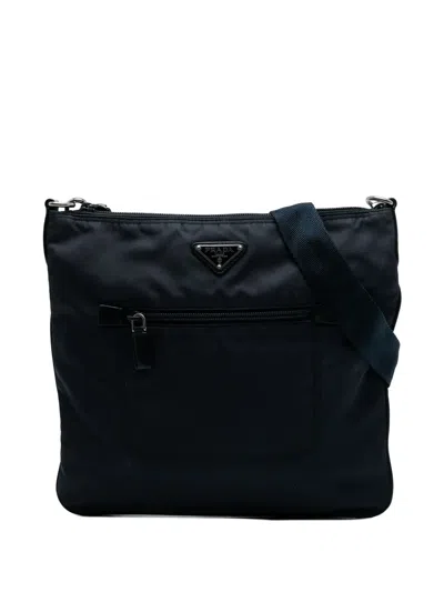 Pre-owned Prada 2013-2025 Tessuto Zip Top Crossbody Bag In Black