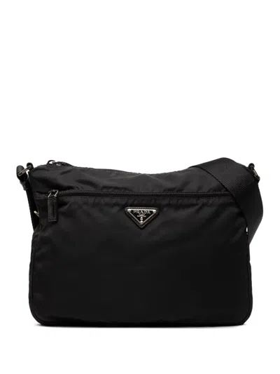 Pre-owned Prada 2013-2025 Tessuto Zip Top Crossbody Bag In Black