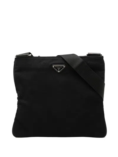 Pre-owned Prada 2013-2025 Tessuto Zip Top Crossbody Bag In Black