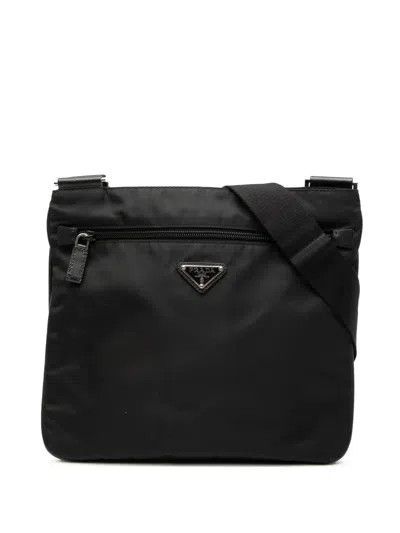 Pre-owned Prada 2013-2025 Tessuto Zip Top Crossbody Bag In Black