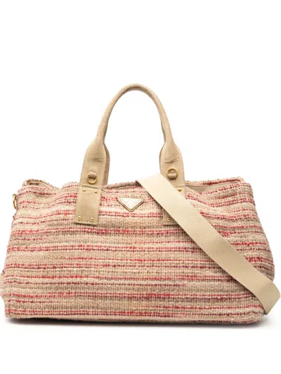 Pre-owned Prada 2013-2025 Tweed Satchel In Multi
